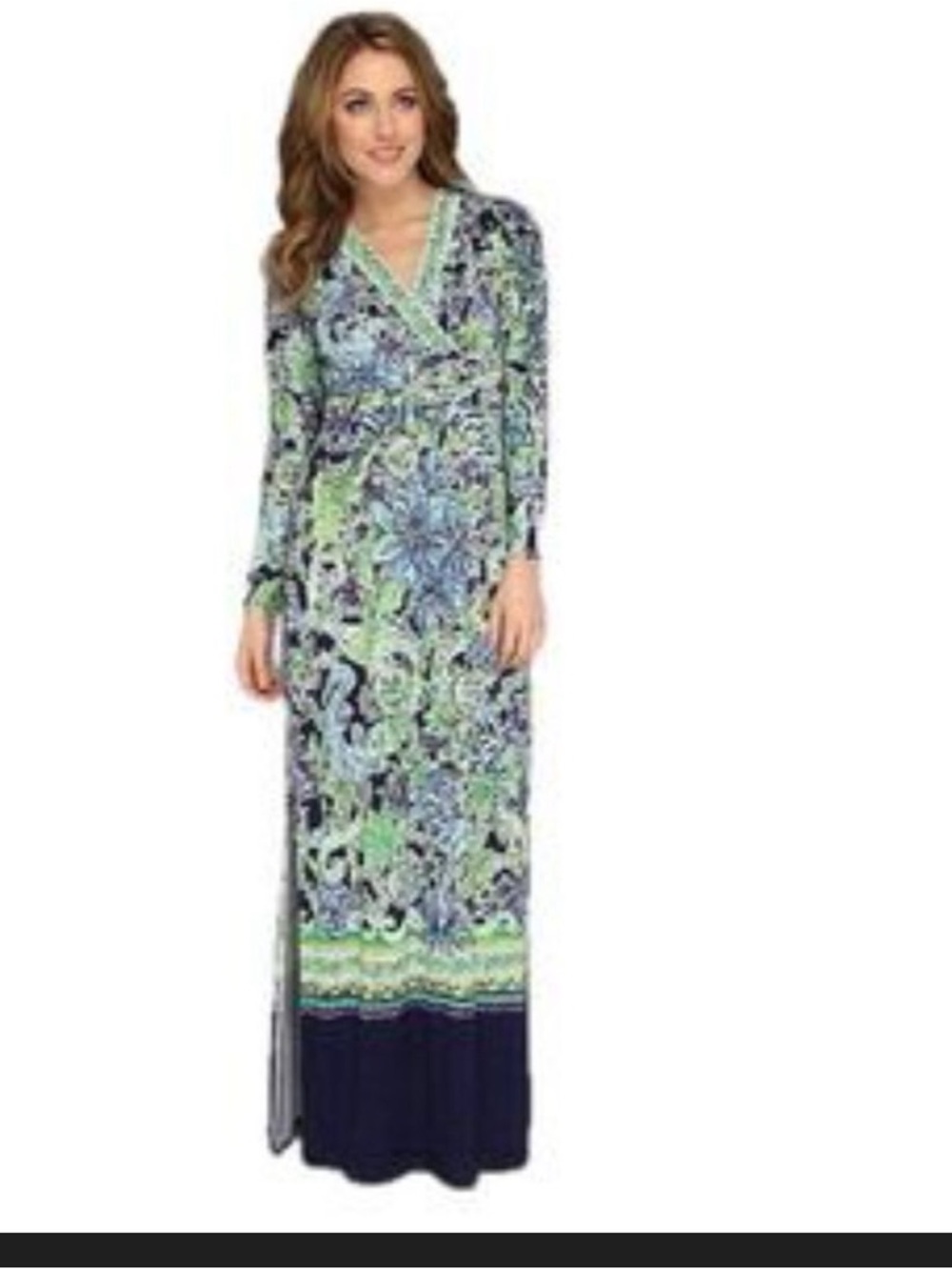 Lilly Pulitzer Navy, Green & Blue Floral‎ Wrap Maxi Dress